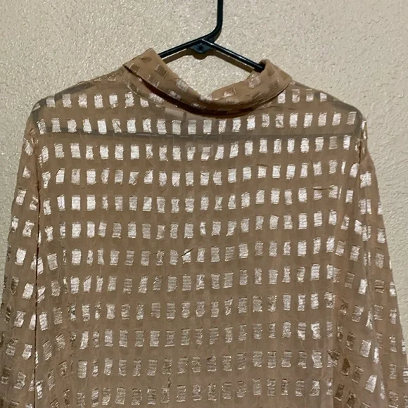 Essentials Top Blouse 2X Golden Yellow Light Weight See Through Long sleeve Poly - Picture 12 of 14